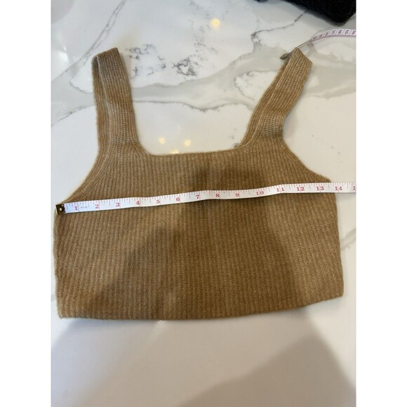 Everlane The Cozy Stretch Ribbed Crop Tank Top Tan Camel Medium NWT Wool Blend - Picture 4 of 10